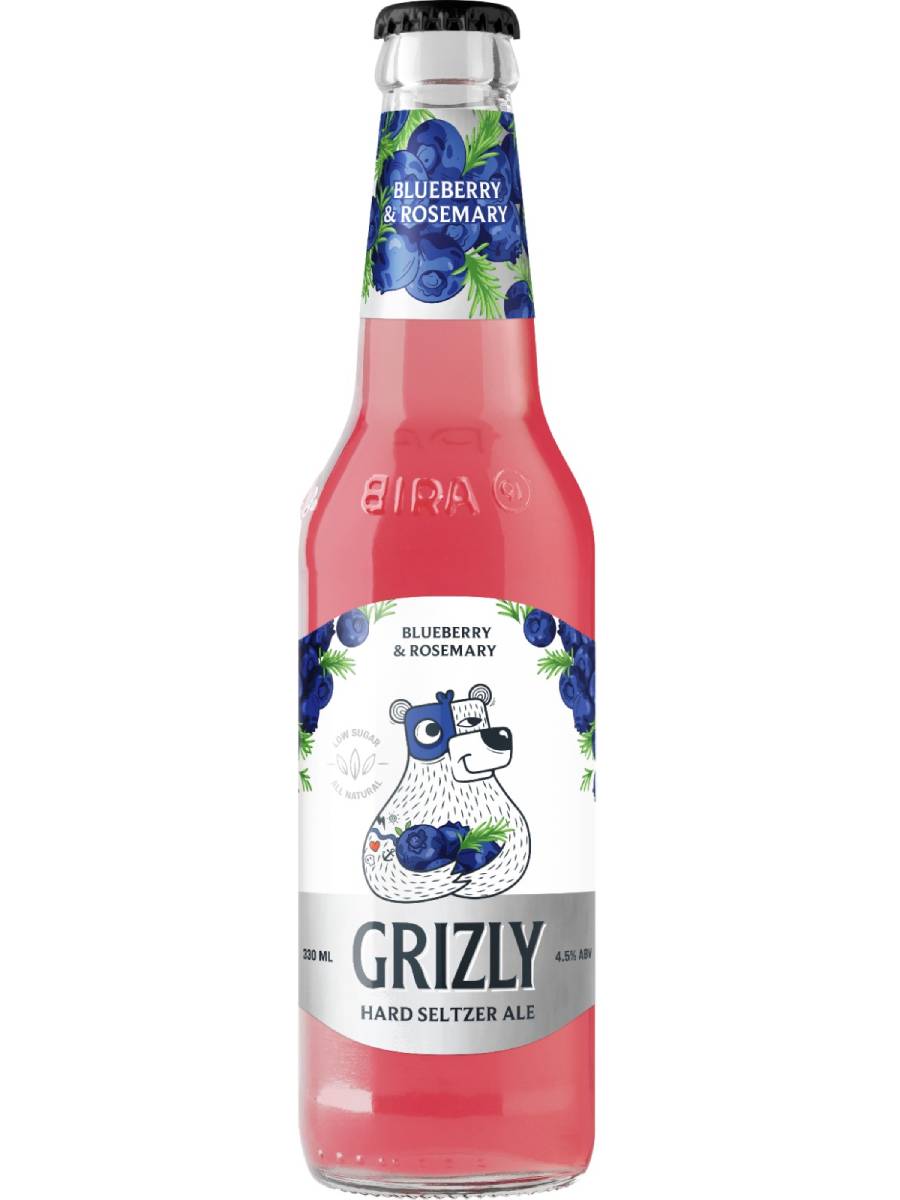 GRIZLY HARD SELTZER ALE BLUEBERRY AND ROSEMARY